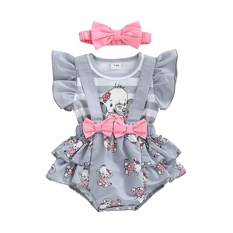 Infant Baby Girl 2Pcs Outfit, Pleated Fly Sleeves Cartoon Print Patchwork Striped Romper + Bow Headband
Infant Baby Girl 2Pcs Outfit, Pleated Fly Sleeves Cartoon Print Patchwork Striped Romper + Bow Headband