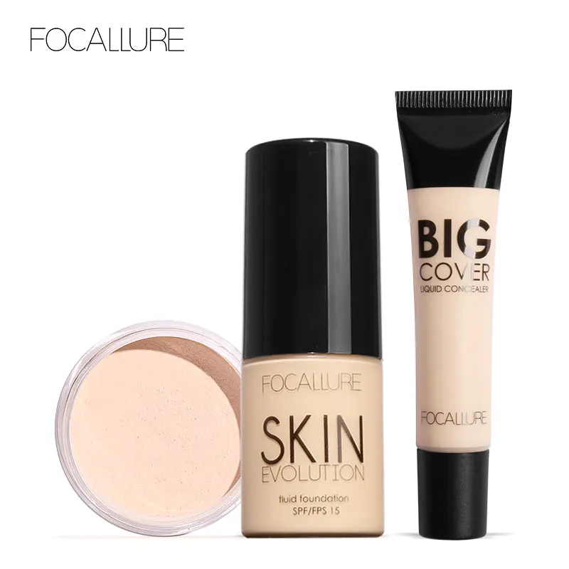 FOCALLURE 3 Pcs Makeup Set Include Liquid Foundation Face Concealer Cream Loose Powder Women Cosmetic Kit
FOCALLURE 3 Pcs Makeup Set Include Liquid Foundation Face Concealer Cream Loose Powder Women Cosmetic Kit