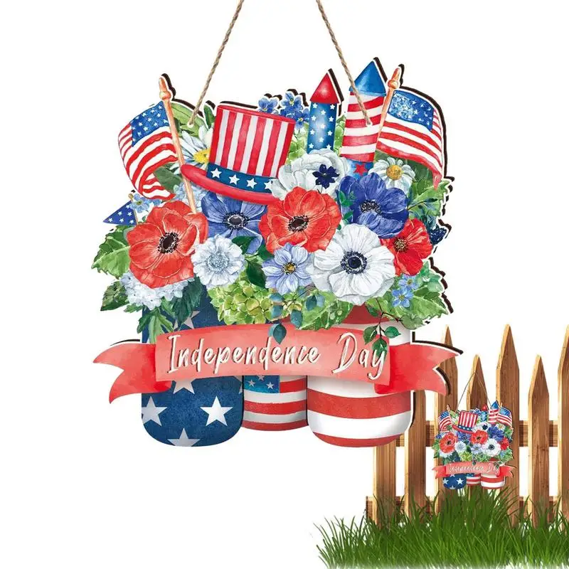 

Independence Day Welcome Sign American Patriotic Porch Sign Wood American Flag Door Hanger Independence Day Decor Memorial Day