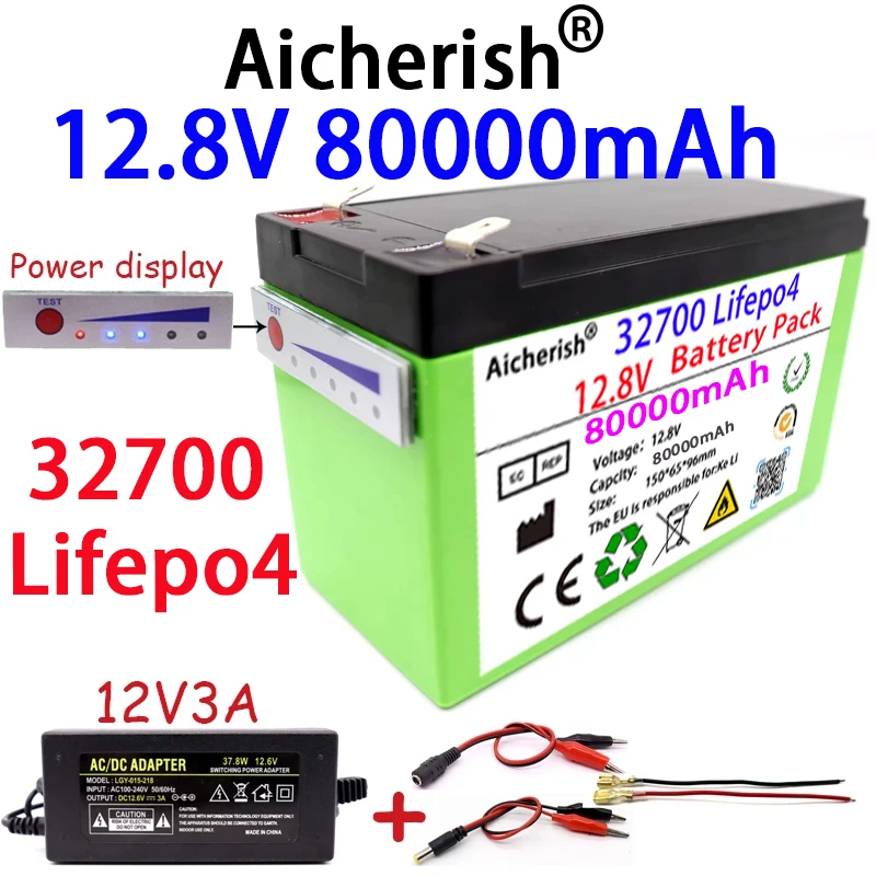 LiFePO4 12V Rechargeable Lithium Battery 32700 12.8V 80Ah Portable Built-in 5V 2.1A USB Android Apple Port 12.6V 3A Charger
LiFePO4 12V Rechargeable Lithium Battery 32700 12.8V 80Ah Portable Built-in 5V 2.1A USB Android Apple Port 12.6V 3A Charger
