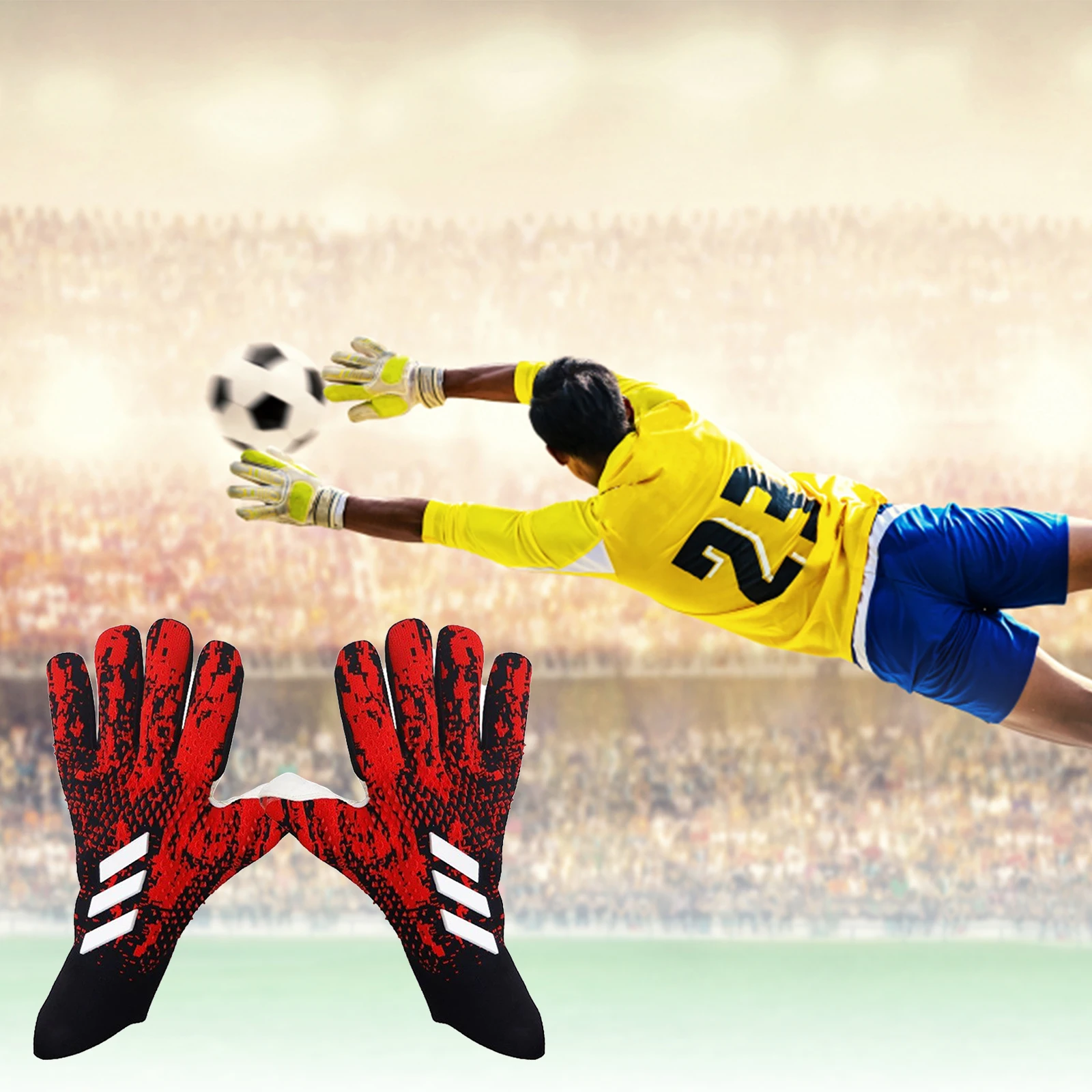 Soccer Goalkeeper Gloves Comfortable Protect Hands Thickned Universal Men And Women Latex Professional Training Football Gloves
Soccer Goalkeeper Gloves Comfortable Protect Hands Thickned Universal Men And Women Latex Professional Training Football Gloves
