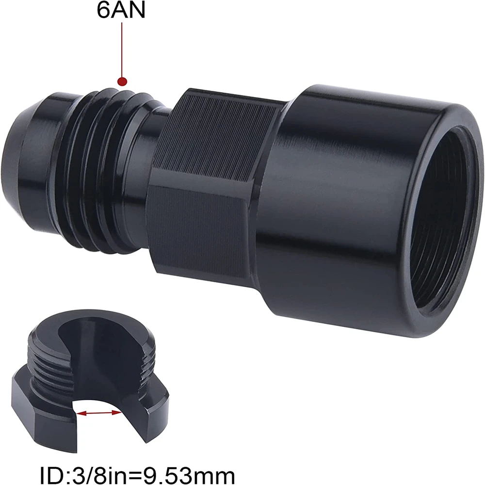 

-6AN Fuel Adapter Fitting to 3/8 GM Quick Connect w/Thread EFI Female Black LS