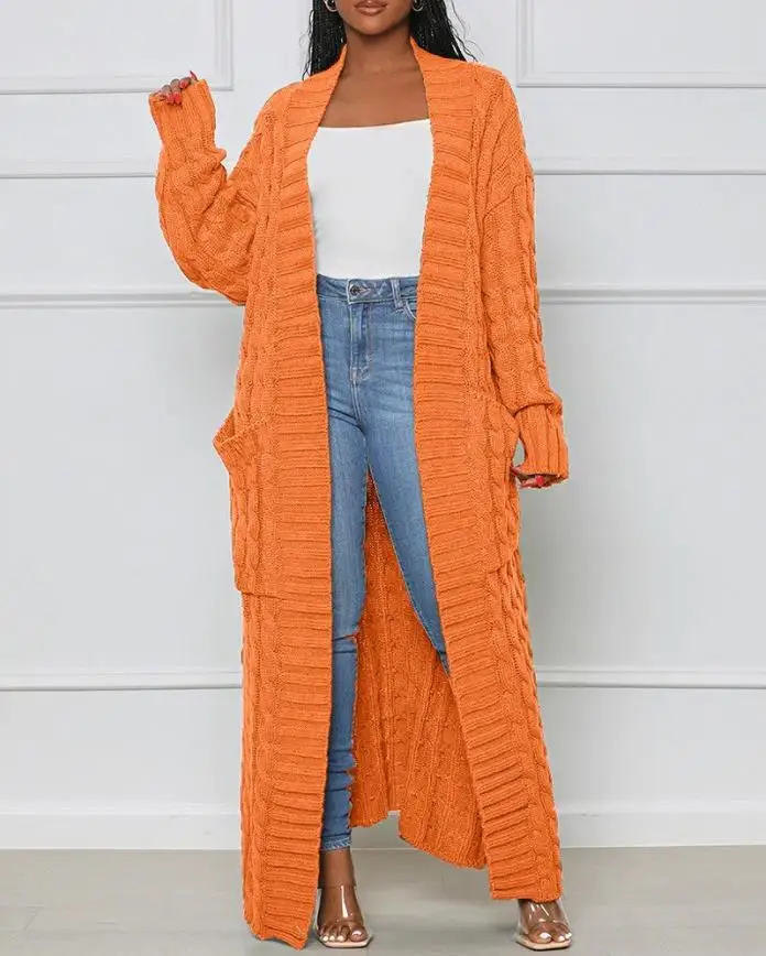 Sweater Women 2022 Autumn Winter Fashion Open Front Cable Knit Casual Plain Long Sleeve Daily Pocket Longline Cardigan
Sweater Women 2022 Autumn Winter Fashion Open Front Cable Knit Casual Plain Long Sleeve Daily Pocket Longline Cardigan