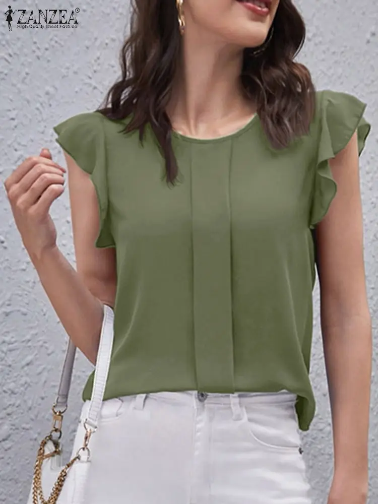 Elegant Blouse ZANZEA Summer Women's Tops Fashion O-Neck Sleeveless Blusas Female OL Work Shirt Holiday Chemise Party Mujer 
Elegant Blouse ZANZEA Summer Women's Tops Fashion O-Neck Sleeveless Blusas Female OL Work Shirt Holiday Chemise Party Mujer