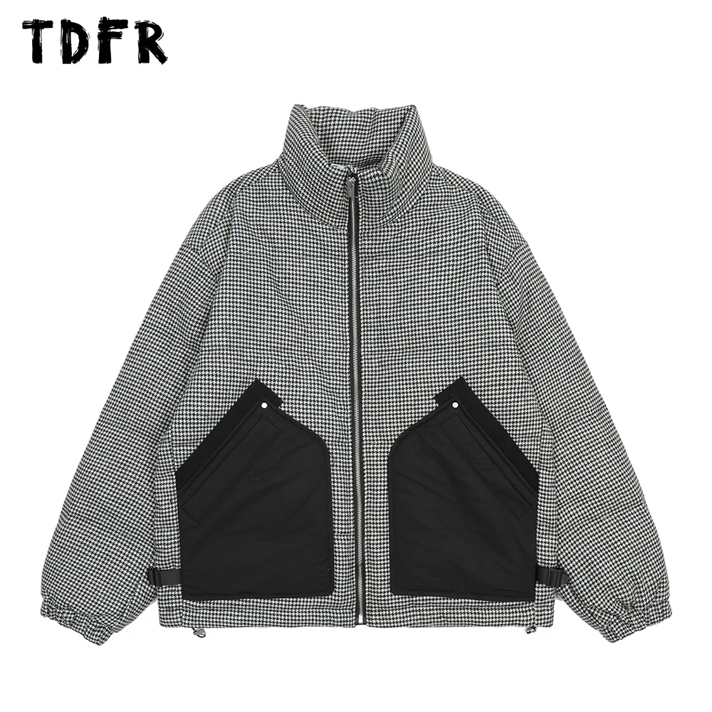 Houndstooth Down Jacket Mens Winter Casual Loose Stand Collar Long Sleeve Outerwear Drawstring Hem Jacket Men
Houndstooth Down Jacket Mens Winter Casual Loose Stand Collar Long Sleeve Outerwear Drawstring Hem Jacket Men