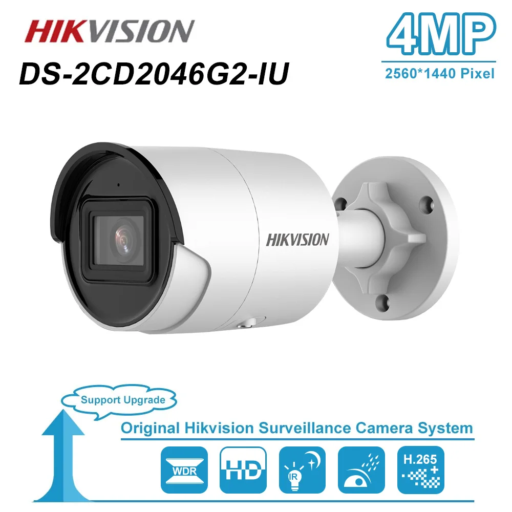 

Hikvision 4MP/2K AcuSense Fixed Mini Bullet Network Camera DS-2CD2046G2-IU Bullet POE IP Camera Outdoor CCTV Camera H.265+ IP67