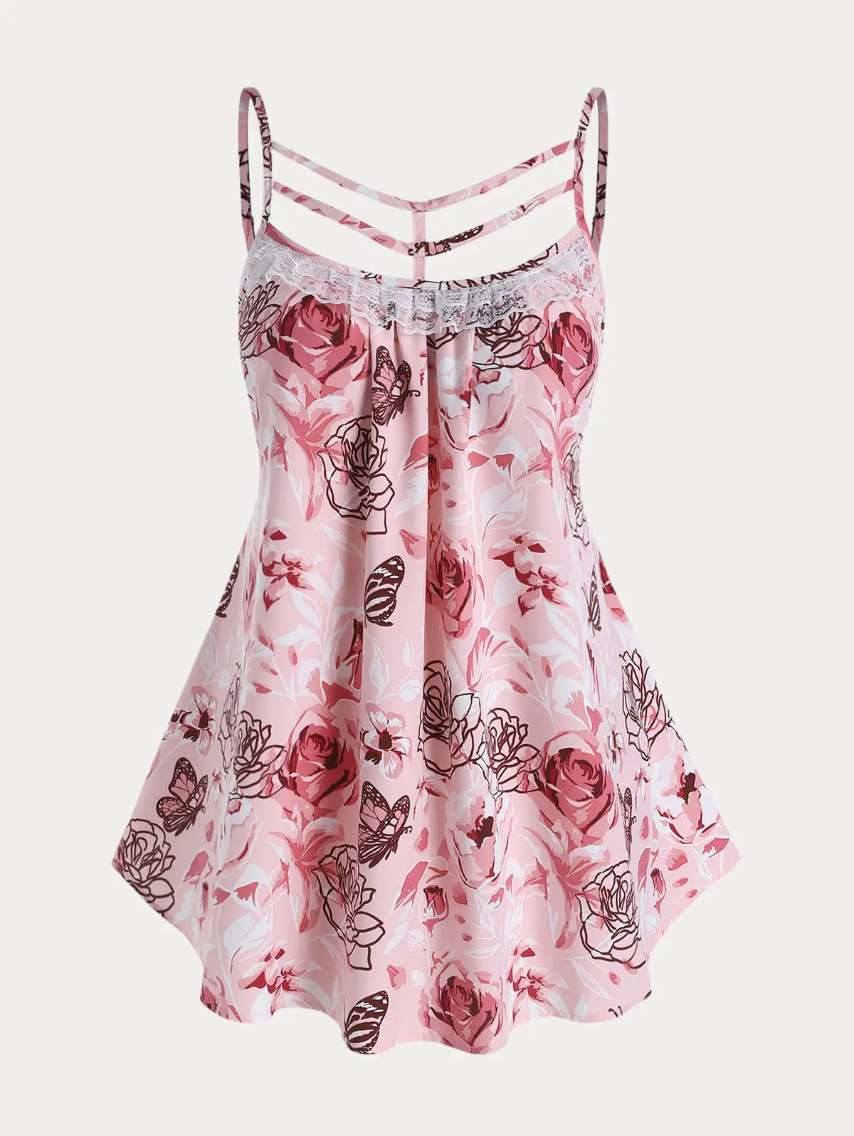 Backless Strappy Lace Panel Tank Tops Women Spaghetti Strap Sleeveless Tunic Shirts 2022 Summer Light Pink Floral Printed Tanks
Backless Strappy Lace Panel Tank Tops Women Spaghetti Strap Sleeveless Tunic Shirts 2022 Summer Light Pink Floral Printed Tanks