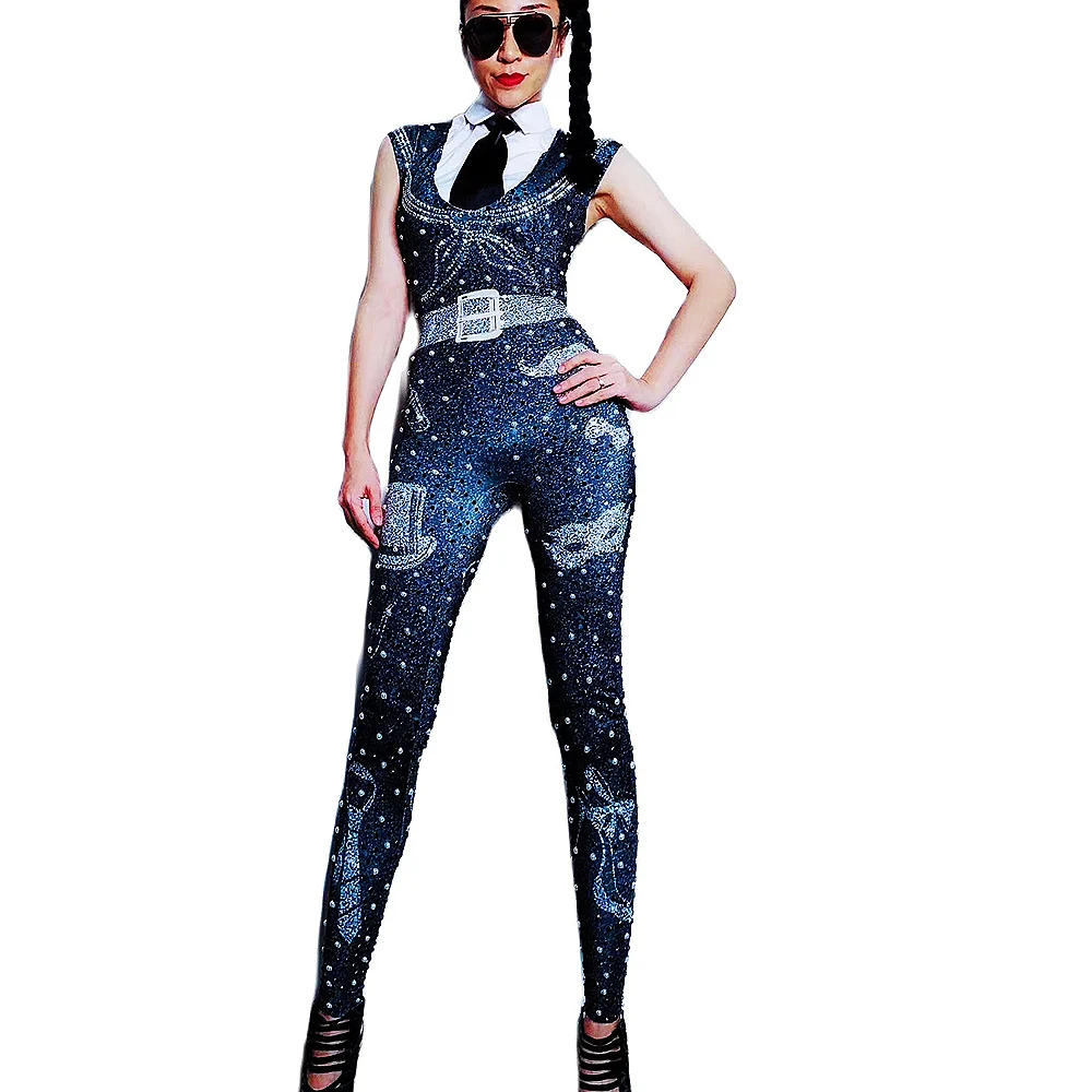 Jumpsuit Suit Sleeveless Tie Shining Rhinestones Sequins Women Fashion Stage Costume Party Rave Drag Queen Outfits
Jumpsuit Suit Sleeveless Tie Shining Rhinestones Sequins Women Fashion Stage Costume Party Rave Drag Queen Outfits
