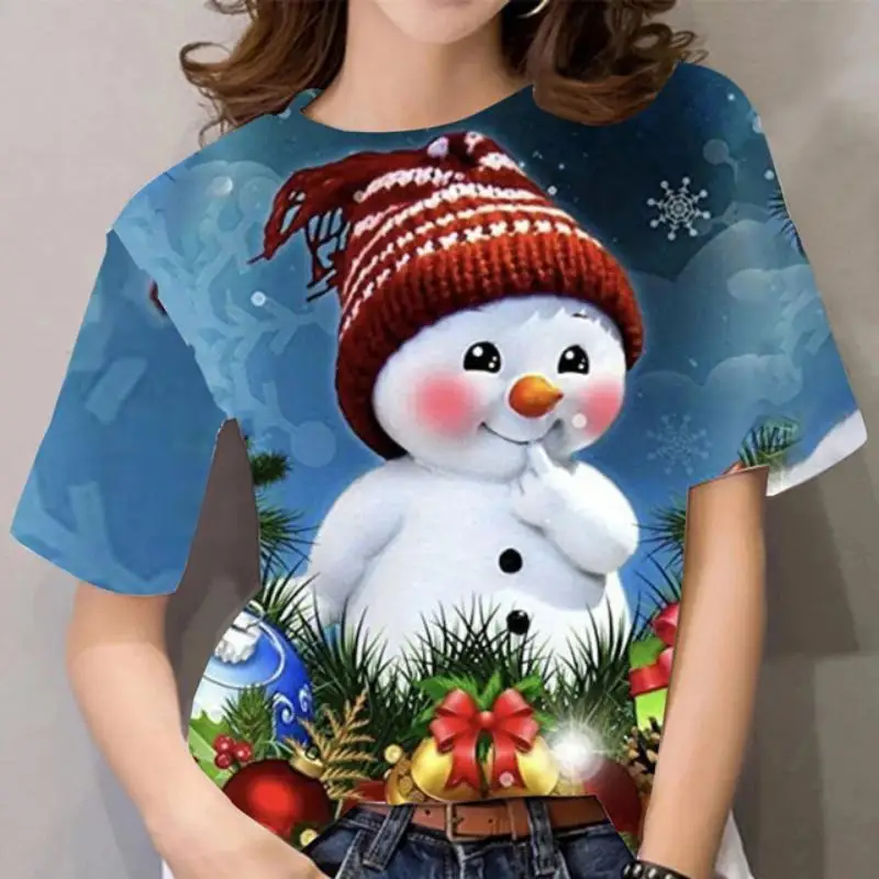2022 Women's Christmas T-shirt 3D Round Neck Short Sleeve Top Korean Fashion Ladies Christmas T-Shirt Loose Women's Wear
2022 Women's Christmas T-shirt 3D Round Neck Short Sleeve Top Korean Fashion Ladies Christmas T-Shirt Loose Women's Wear