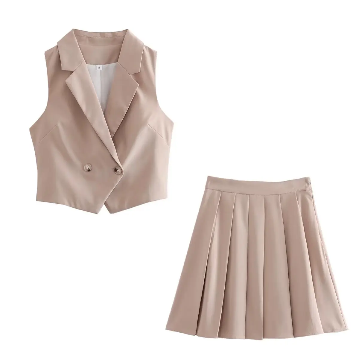 Set Women 2 Pieces 2023 New Fashion Summer Pink Colour Dew Shoulder Tank Tops Vintage Pleated Skirt Female Chic Tops
Set Women 2 Pieces 2023 New Fashion Summer Pink Colour Dew Shoulder Tank Tops Vintage Pleated Skirt Female Chic Tops