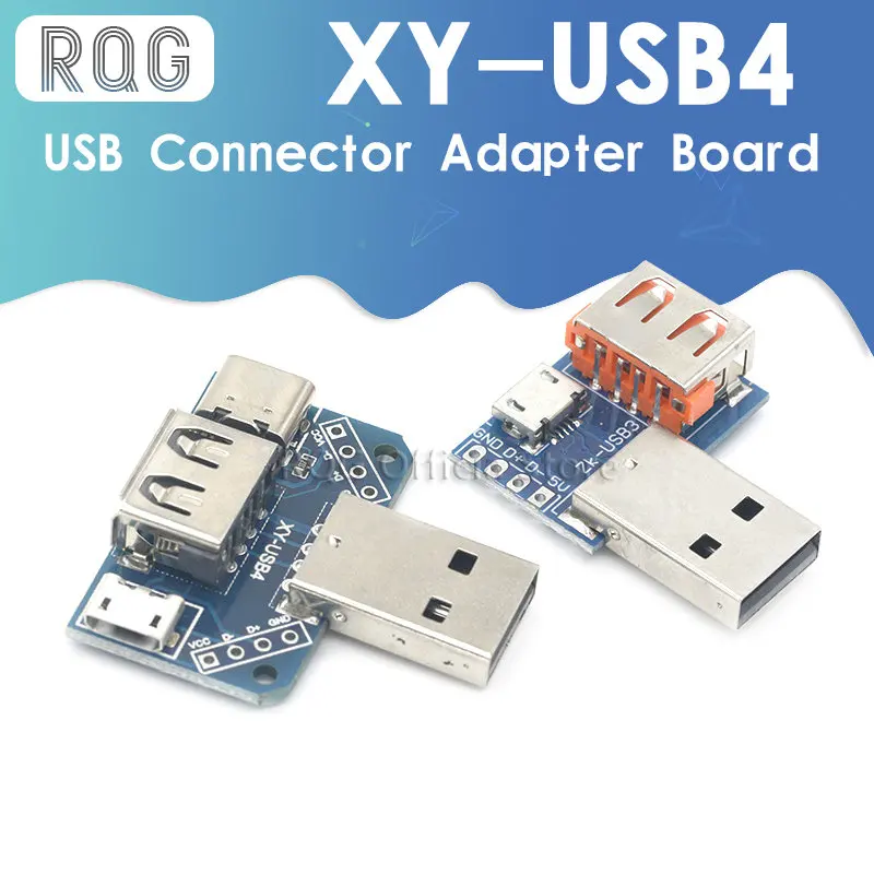 

USB Head Switchboard Male USB Connector to Type-c Micro USB Female USB 2.54-4P transfer test board USB adapter plate XY-USB4