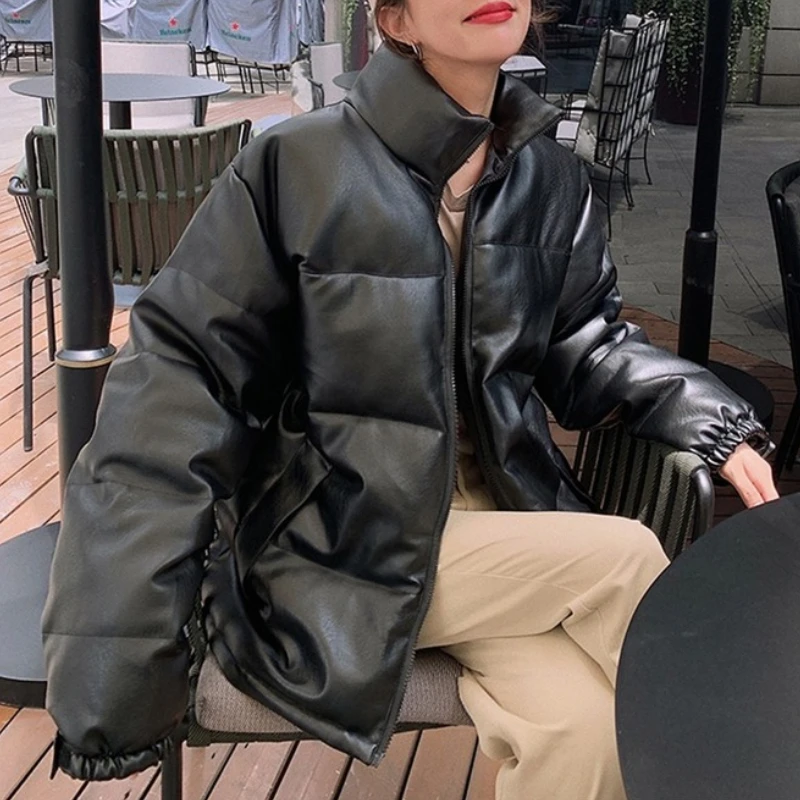 2021 New Winter Fashion Jacket Pu Leather Padded Jacket Long-sleeved Women Loose Cotton Jacket To Keep Warm Women Street Fashion
2021 New Winter Fashion Jacket Pu Leather Padded Jacket Long-sleeved Women Loose Cotton Jacket To Keep Warm Women Street Fashion