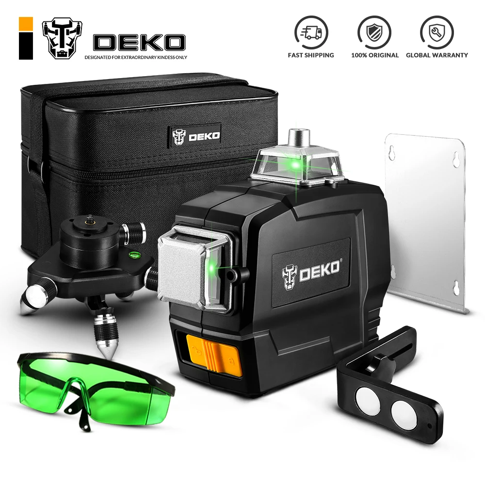 Лазерный уровень DEKO DKLL12PB 3X360 3 7 в с зеленой линией инструменты для измерения и