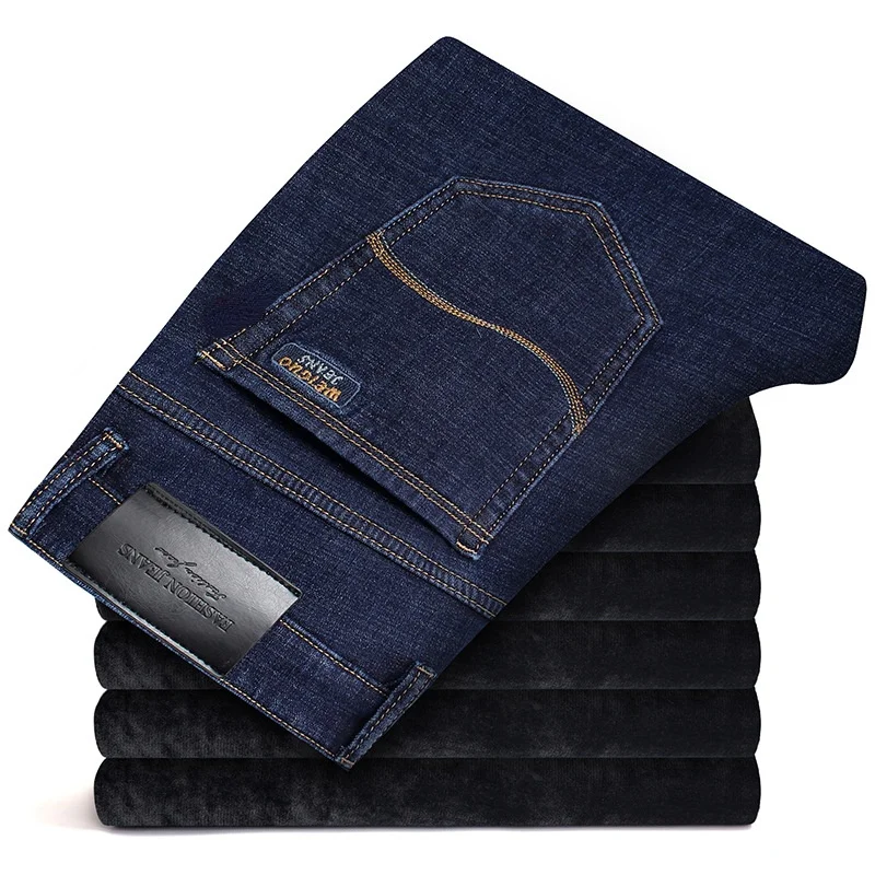 Men Fleece Denim Jeans Blue Smart Casual Straight Stretch Jeans Pants High Quality Men Winter Thicker Warm Black Jeans Trousers
Men Fleece Denim Jeans Blue Smart Casual Straight Stretch Jeans Pants High Quality Men Winter Thicker Warm Black Jeans Trousers