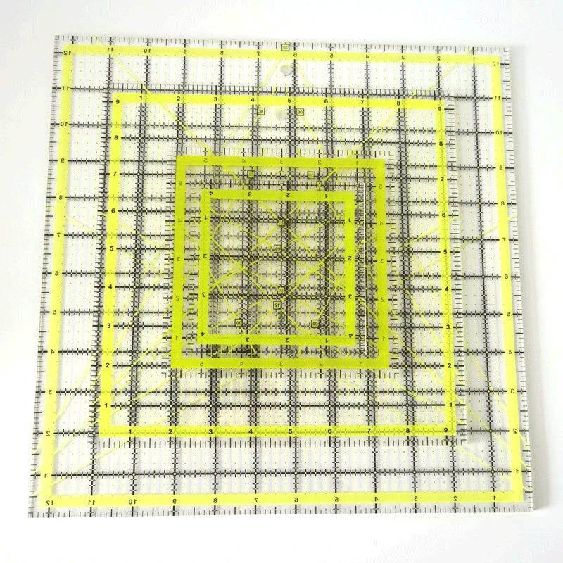 4.5-12.5Inch Quilting Ruler Square Acrylic Sewing Patchwork Ruler with Colored Grid Lines for DIY Crafts Fabric Cutting Ruler
4.5-12.5Inch Quilting Ruler Square Acrylic Sewing Patchwork Ruler with Colored Grid Lines for DIY Crafts Fabric Cutting Ruler