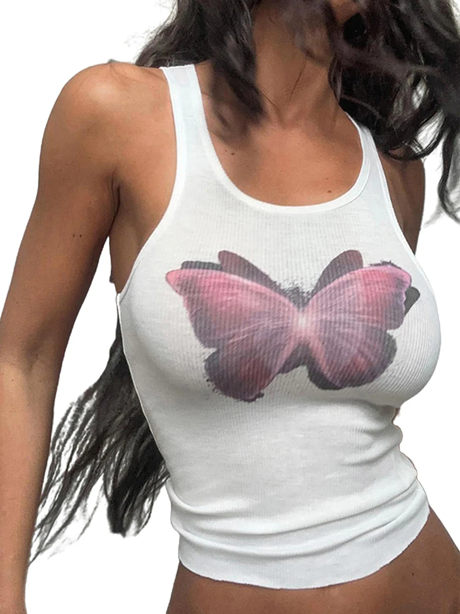 Juaugusep Women Butterfly Print Tank Top Sleeveless U-Neck Slim Fit Summer T-Shirt Vest Tops Y2k E-Girl Streetwear (White L)
Juaugusep Women Butterfly Print Tank Top Sleeveless U-Neck Slim Fit Summer T-Shirt Vest Tops Y2k E-Girl Streetwear (White L)