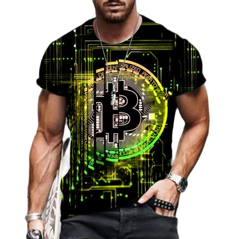 2021 Summer New Men Short-Sleeved Loose T-Shirt Bitcoin 3d Printing Slim Round Neck Pullover Male Casual Streetwear
2021 Summer New Men Short-Sleeved Loose T-Shirt Bitcoin 3d Printing Slim Round Neck Pullover Male Casual Streetwear