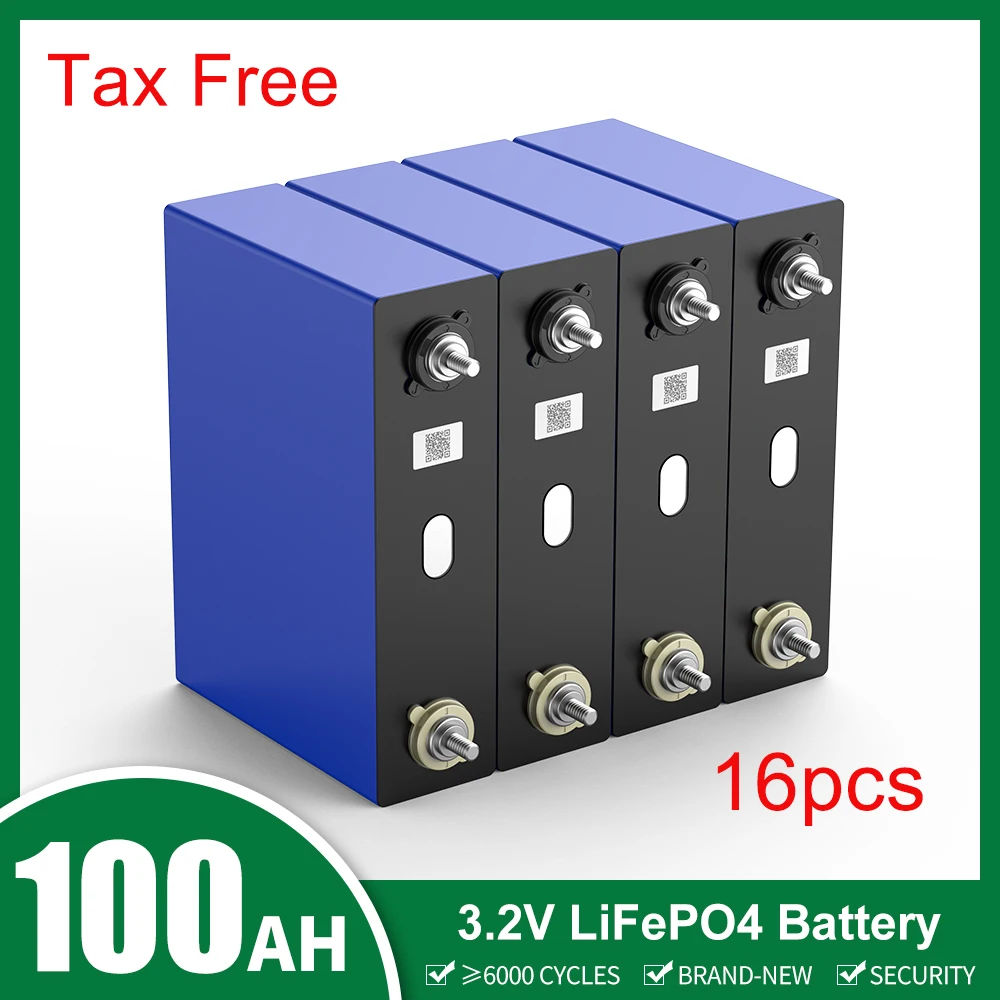 16pcs 100Ah 3.2V Lifepo4 Battery Rechargeable Lithium Ion Battery Deep Lifecycles Cells For EV RV Boat Solar Home Energy Storage
16pcs 100Ah 3.2V Lifepo4 Battery Rechargeable Lithium Ion Battery Deep Lifecycles Cells For EV RV Boat Solar Home Energy Storage