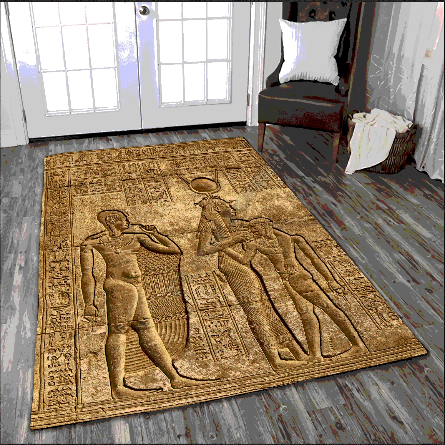 

Ancient Egyptian Gods Treasure Mythology Culture Rug 3D Print Area Rug Non-slip Mat Dining Room Living Room Soft Bedroom Carpet