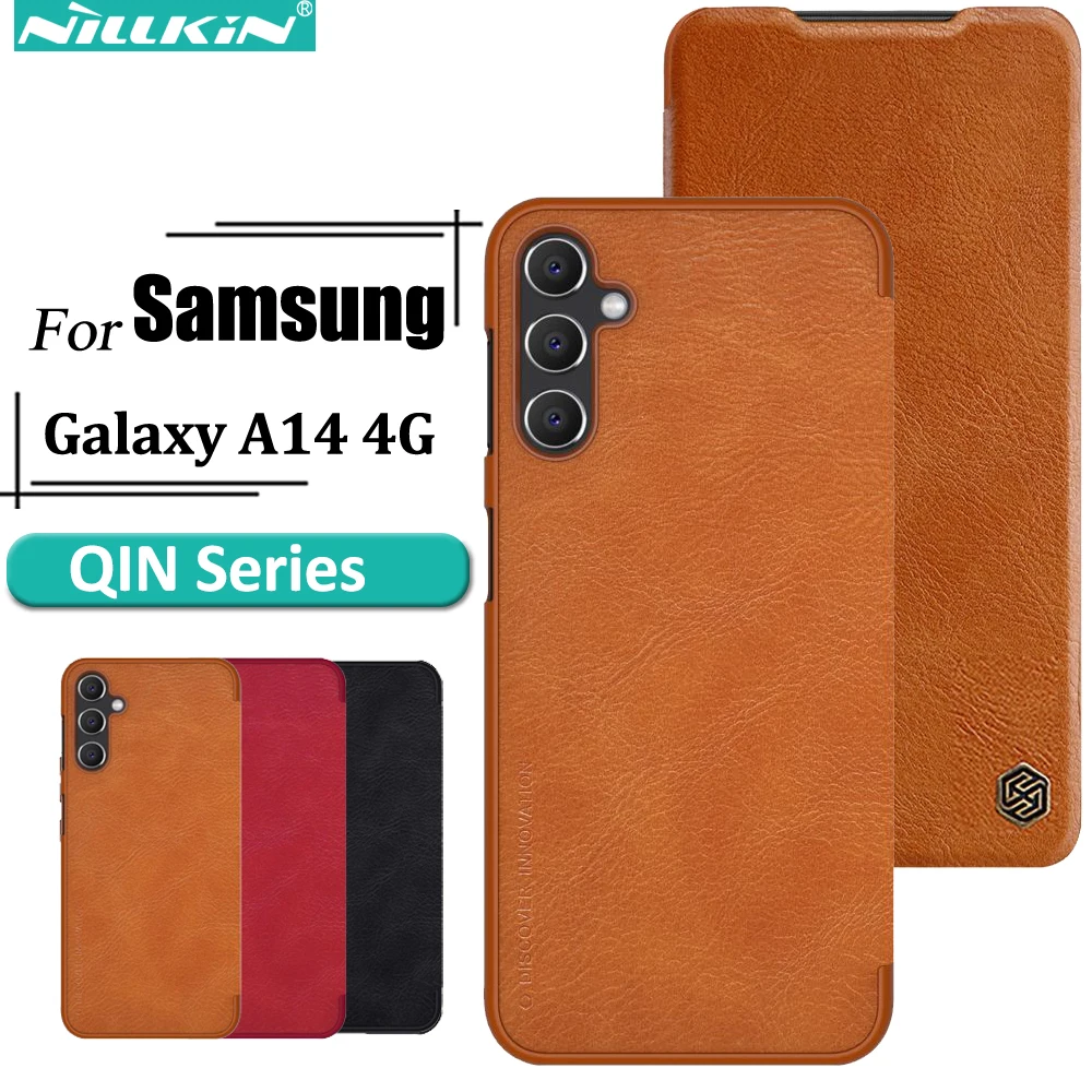 

Чехол Nillkin для Samsung Galaxy A14 4G, кожаный роскошный чехол-книжка Qin Pro с отделением для карт
