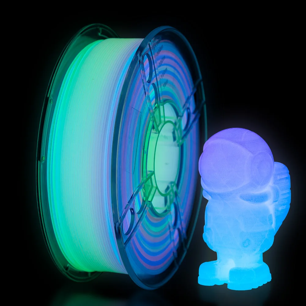 

3D Printer Filament,Glow in The Dark PLA Filament 1.75mm,Glow milticolor, Change 5 Meters,Accuracy +/- 0.05mm,1kg Spool White