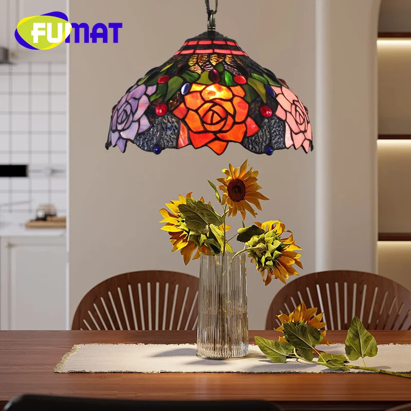 FUMAT Tiffany stained glass Vintage style pendant light Art Deco Bar Living Room Dining Room Study Rose suspended light
FUMAT Tiffany stained glass Vintage style pendant light Art Deco Bar Living Room Dining Room Study Rose suspended light