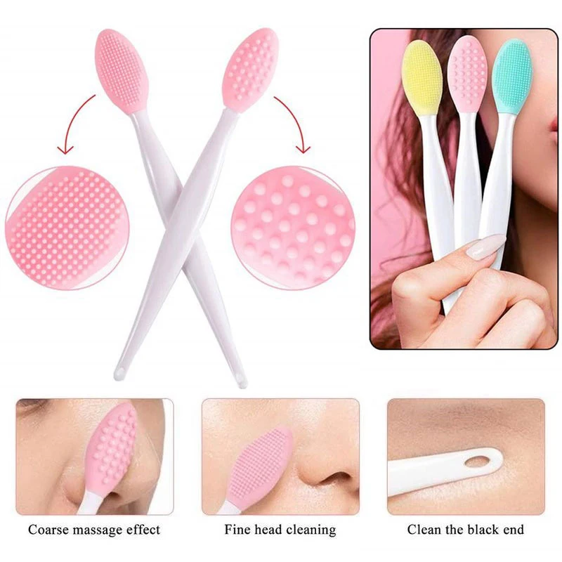 Silicone Face Scrub Nose Clean Brush Lip Exfoliating Blackhead Remove Facial Cleansing Brush Double-Sided Skin Care Tool
Silicone Face Scrub Nose Clean Brush Lip Exfoliating Blackhead Remove Facial Cleansing Brush Double-Sided Skin Care Tool