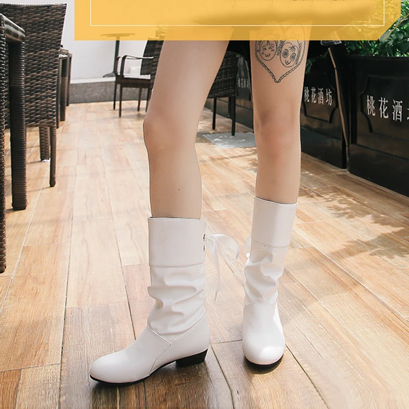 New Women Knee-High Boots Back Lace Up Low Heels Winter Shoes Black Boot White Botas Mujer Female Snow Boots Red plus size boots
New Women Knee-High Boots Back Lace Up Low Heels Winter Shoes Black Boot White Botas Mujer Female Snow Boots Red plus size boots