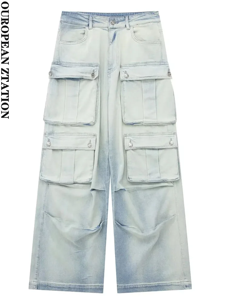 PAILETE Women 2023 fashion patch pockets denim cargo jeans vintage high waist zipper fly female trousers mujer
PAILETE Women 2023 fashion patch pockets denim cargo jeans vintage high waist zipper fly female trousers mujer