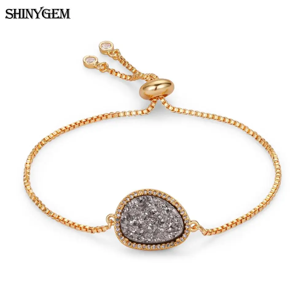 ShinyGem Irregular Natural Stone Adjustable Gold Chain Druzy Small Zircon Rhinestone Charm Bracelet For Women
ShinyGem Irregular Natural Stone Adjustable Gold Chain Druzy Small Zircon Rhinestone Charm Bracelet For Women