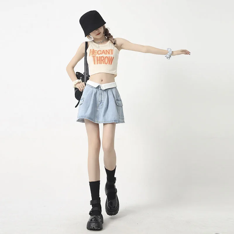 Personalized Workwear with Pocket Denim Skirt Streetwear Woman 2023 Spring and Summer New Casual Washed Anti-Exposure Jean Skirt
Personalized Workwear with Pocket Denim Skirt Streetwear Woman 2023 Spring and Summer New Casual Washed Anti-Exposure Jean Skirt