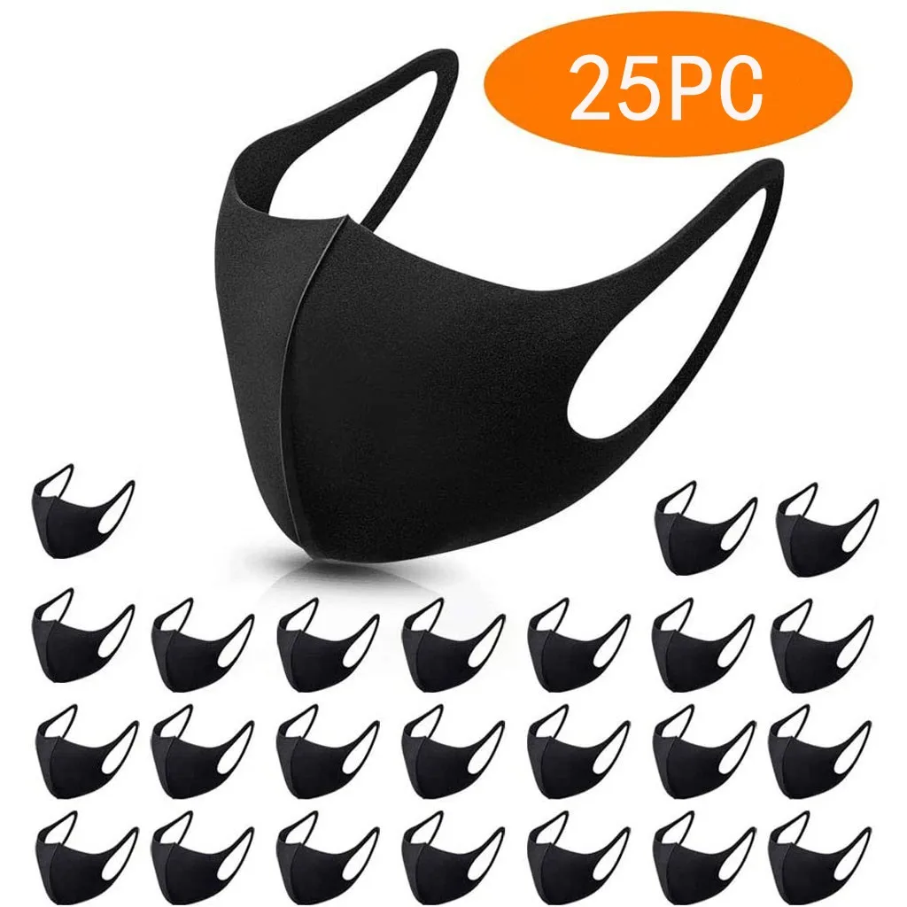 

25 Pcs Cotton Black Fasemask Reusable Fashion Washable Ski Fase Maksk For Germ Protection For Adults Breathable Bandana