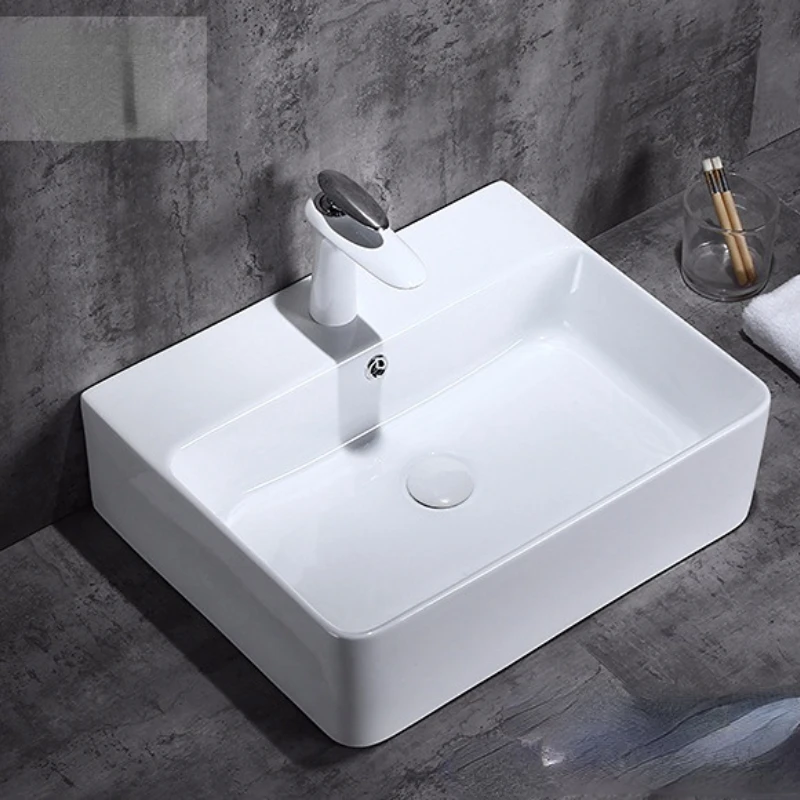 

Modern Ceramic Basin Sink Minimalist Washbasin Rectangular Washbasin Bathroom Fixture Furniture Solid Home Convenient Supplies