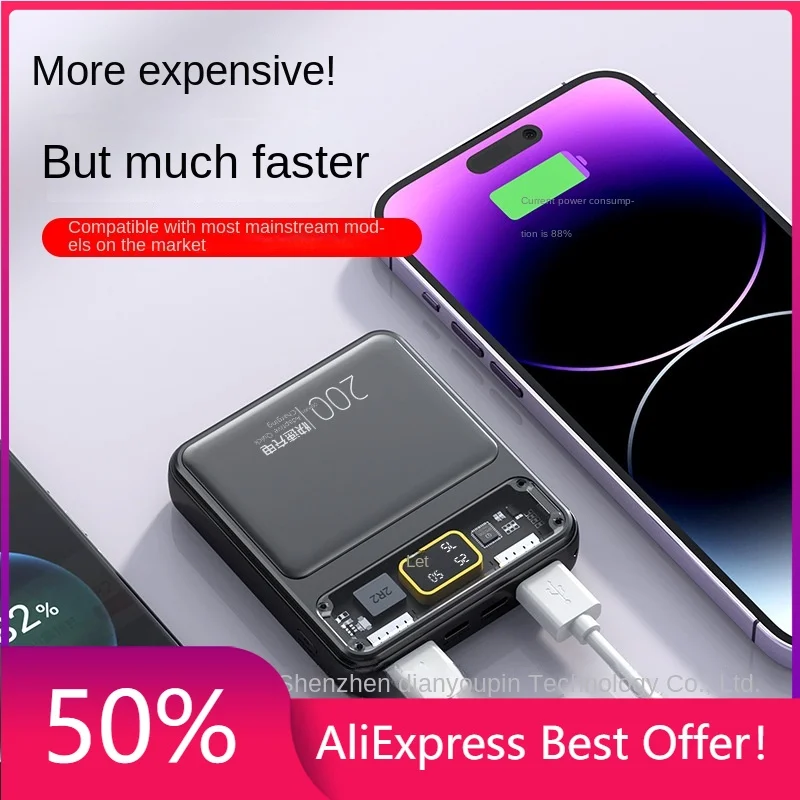 Mini Transparent Rechargeable Batteries with 10000mAh Large Capacity, Portable Universal Power Bank for Mobile Phones
Mini Transparent Rechargeable Batteries with 10000mAh Large Capacity, Portable Universal Power Bank for Mobile Phones