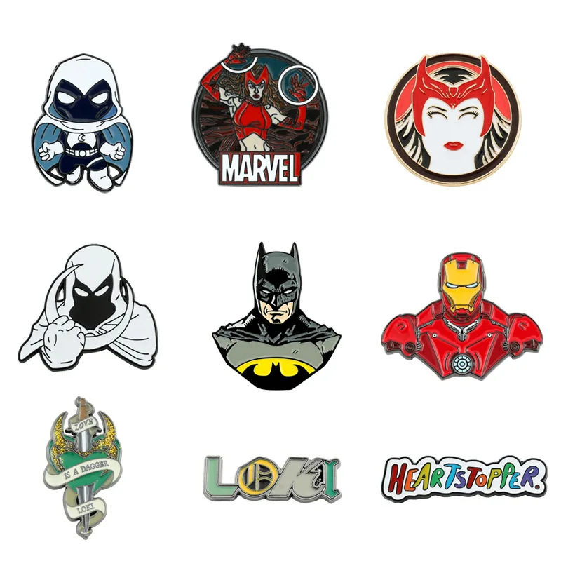 

Marvel Avengers Enamel Pin Lapel Pins Gift Brooches Badges Iron Man Bat Brooch for Clothes Jewelry Backpack Accessories