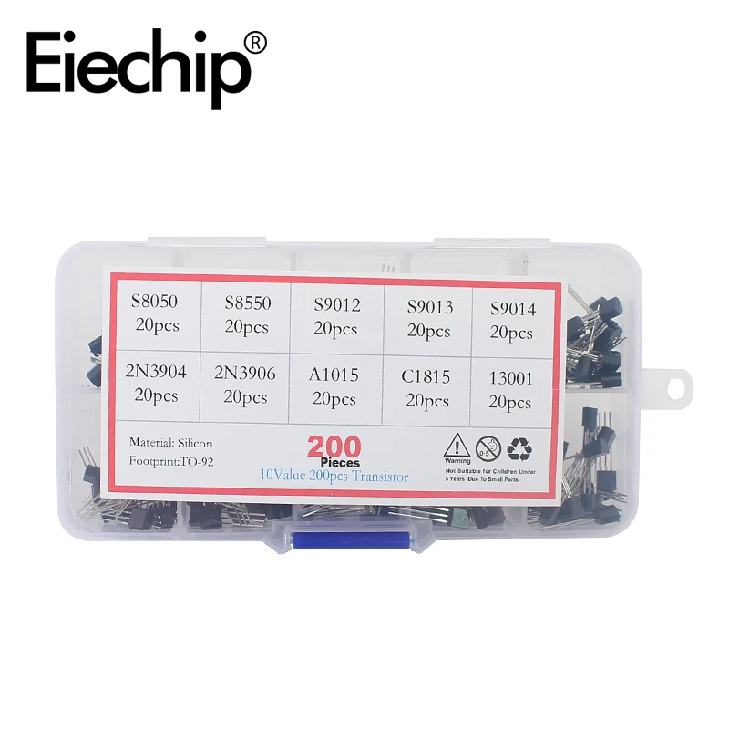 200pcs/lot Transistor diy kit TO-92 10Value*20pcs electronics Kit S9012 S9013 S9014 S8050 S8550 2N3904 2N3906 C1815 A1015
200pcs/lot Transistor diy kit TO-92 10Value*20pcs electronics Kit S9012 S9013 S9014 S8050 S8550 2N3904 2N3906 C1815 A1015