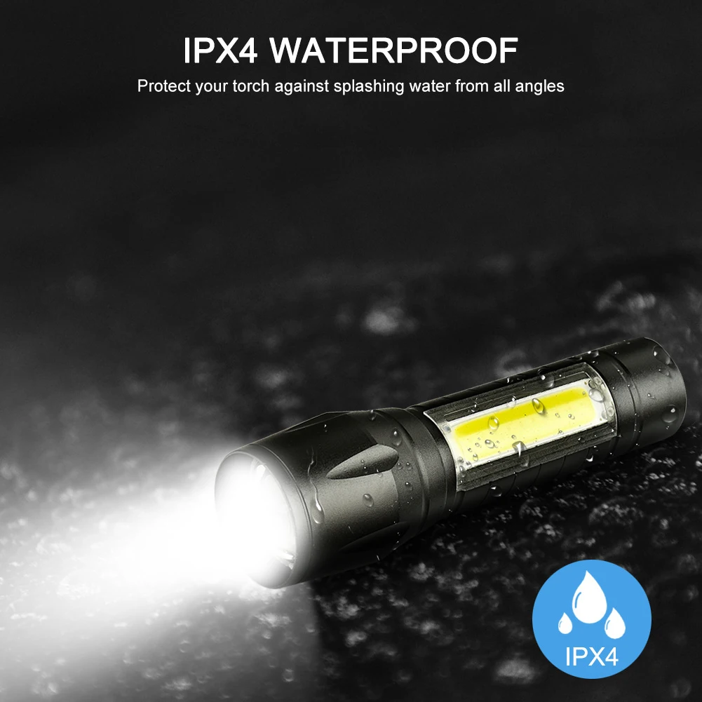 XPE+COB LED Flashlight Portable Maintenance LED Adjustable Rechargeable 3 Gears Flashlight Lamp for Camping Outdoor
XPE+COB LED Flashlight Portable Maintenance LED Adjustable Rechargeable 3 Gears Flashlight Lamp for Camping Outdoor