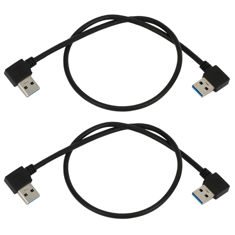 

2X USB 3.0 Type A Male 90 Degree Left Angled To Right Angled Extension Cable Straight Connection 0.5M 1.5FT