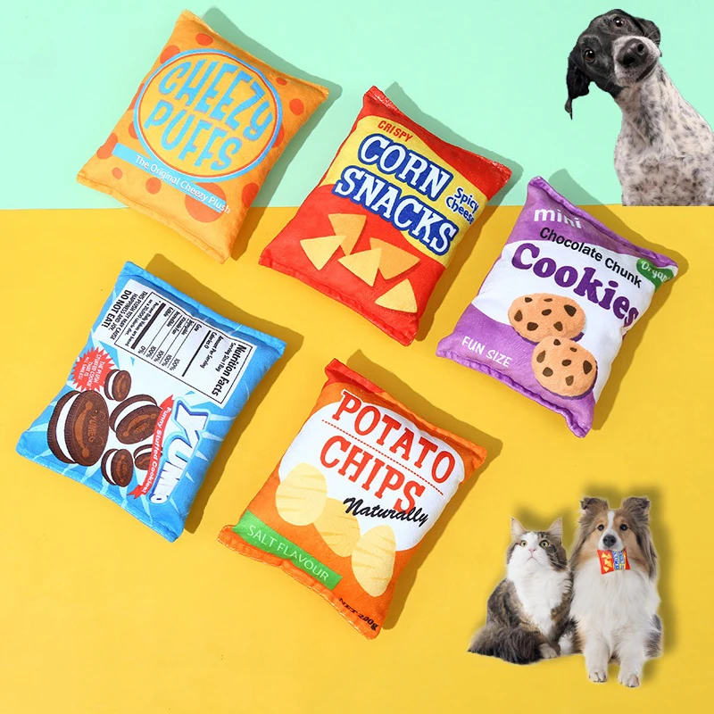 Squeaky Dog Chew Toys Potato Chips Bag Shaped Pet Chew Soft Plush Interactive Toy Dogs Cats Plaything Pet Accessories Products
Squeaky Dog Chew Toys Potato Chips Bag Shaped Pet Chew Soft Plush Interactive Toy Dogs Cats Plaything Pet Accessories Products
