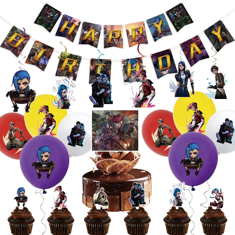 Arcane League of Legends Jinx тематическая вечеринка на день рождения декоративные