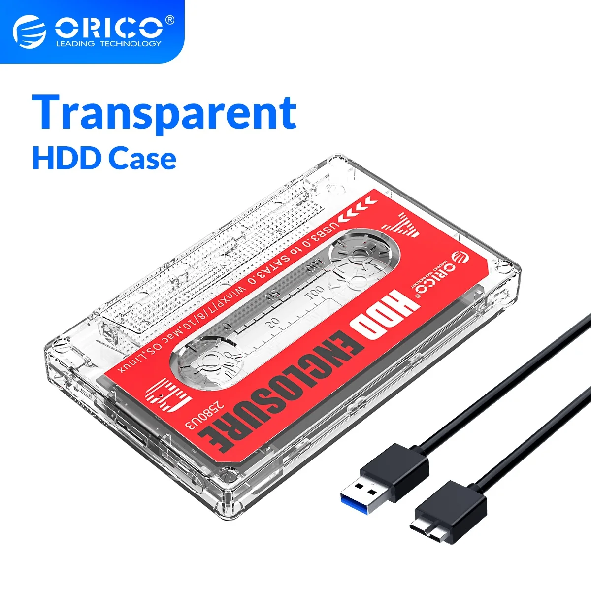 Прозрачный Внешний чехол ORICO для жесткого диска с USB 2 5 на SATA дюйма | Компьютеры и