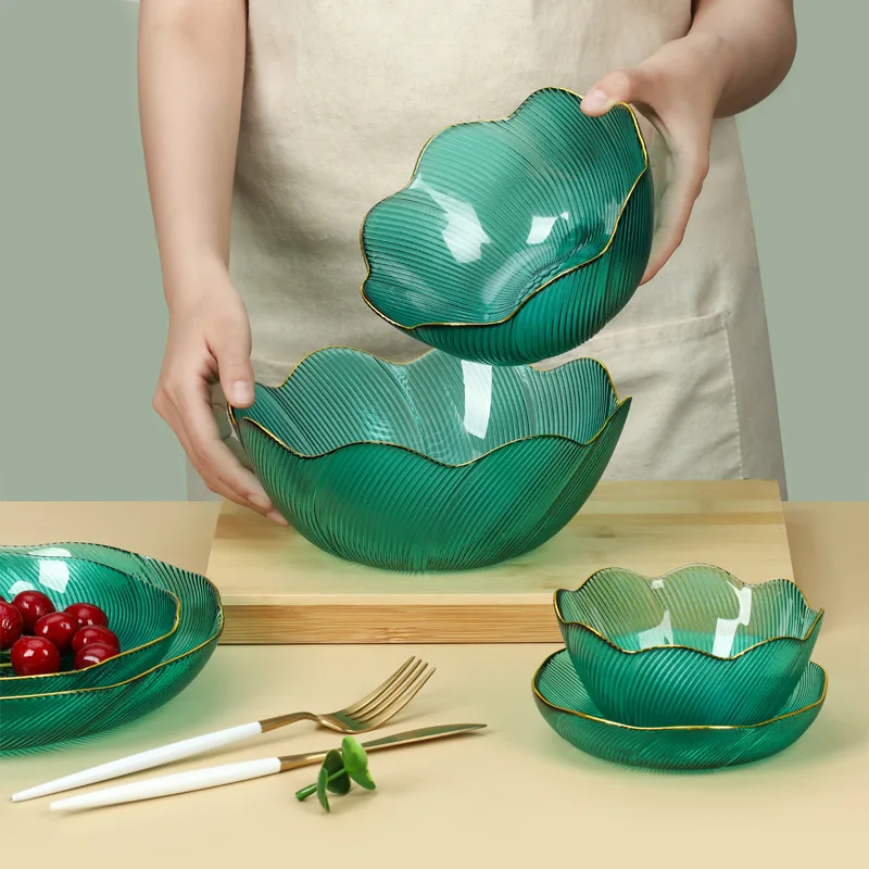 Striped Irregular Gold EdgeGlass Salad Bowl Rice Bowl Vegetable and Fruit Plate Food Storage Container Kitchen Bowls and Dishes
Striped Irregular Gold EdgeGlass Salad Bowl Rice Bowl Vegetable and Fruit Plate Food Storage Container Kitchen Bowls and Dishes