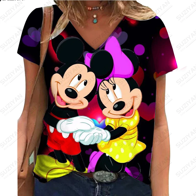 Summer Women's New Fashion Disney Mickey Minnie 3D Printed Hawaiian Short Sleeve T-shirt Women's V-neck Casual Beach Style Top
Summer Women's New Fashion Disney Mickey Minnie 3D Printed Hawaiian Short Sleeve T-shirt Women's V-neck Casual Beach Style Top