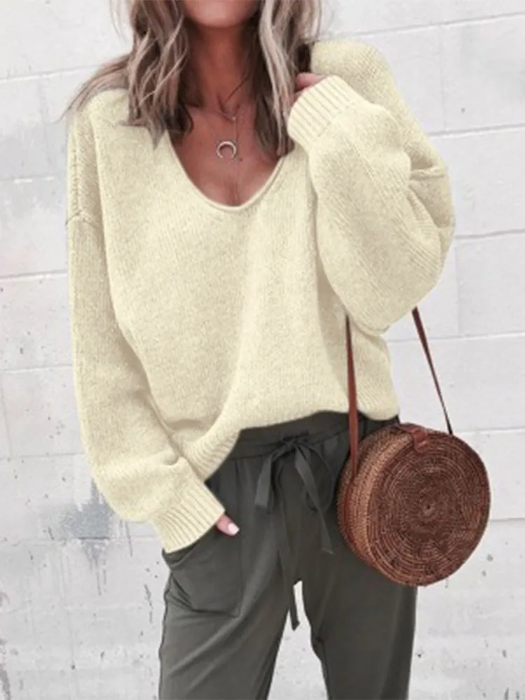 Casual Knitted Sweater Women Streetwear V Neck Long Sleeve Pullovers Loose Solid Coat 2023 Autumn Winter Fashion Women's Sweater
Casual Knitted Sweater Women Streetwear V Neck Long Sleeve Pullovers Loose Solid Coat 2023 Autumn Winter Fashion Women's Sweater
