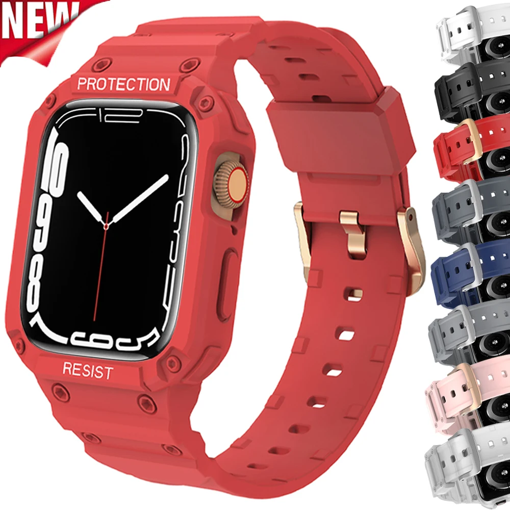 Sports TPU Strap For Apple Watch 7 41 45mm Case to iWatch 6 SE 5 4 44 40mm 38mm 42mm Breathable Protective Cover Silicone Band
Sports TPU Strap For Apple Watch 7 41 45mm Case to iWatch 6 SE 5 4 44 40mm 38mm 42mm Breathable Protective Cover Silicone Band