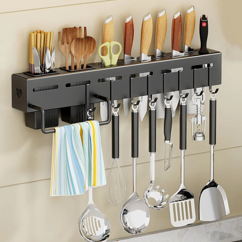 Punch-free Kitchen Rack Wall-mounted Stainless Steel Multifunction Storage Rack Cutter Spoon Spatula Cookware Finishing THK002 
Punch-free Kitchen Rack Wall-mounted Stainless Steel Multifunction Storage Rack Cutter Spoon Spatula Cookware Finishing THK002