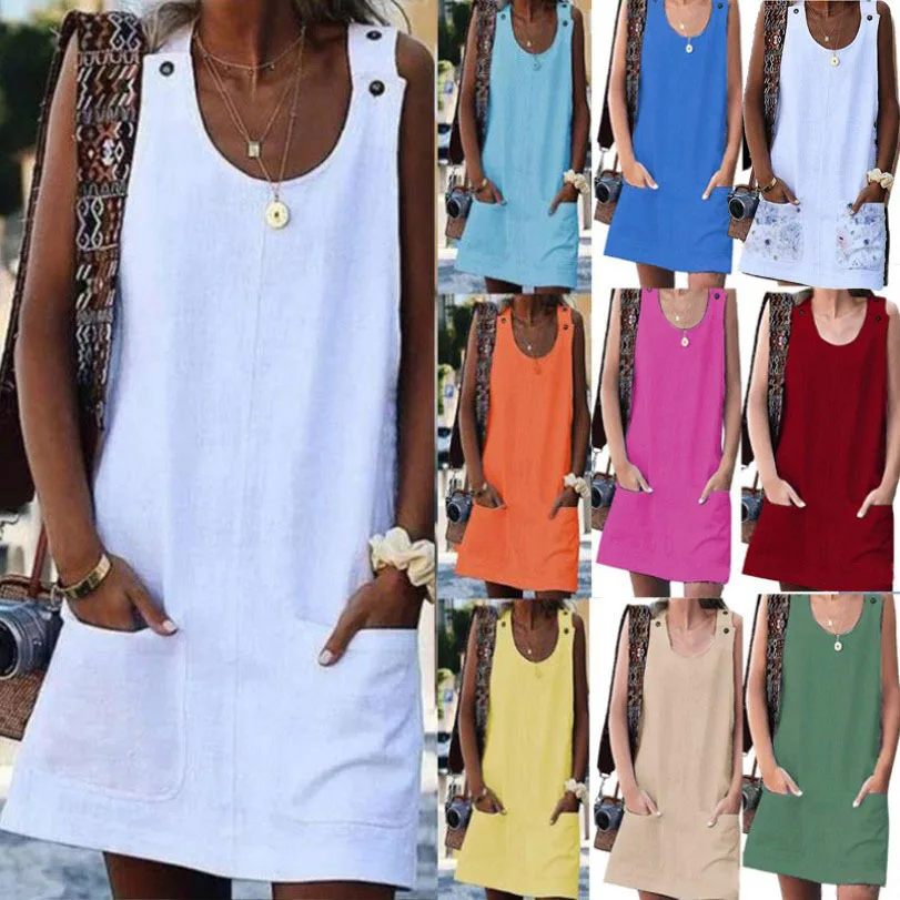 2022 Summer New Women's Pocket Button Strap Cotton and Linen Dress Women Korean Bandage Dresses for Women Party
2022 Summer New Women's Pocket Button Strap Cotton and Linen Dress Women Korean Bandage Dresses for Women Party