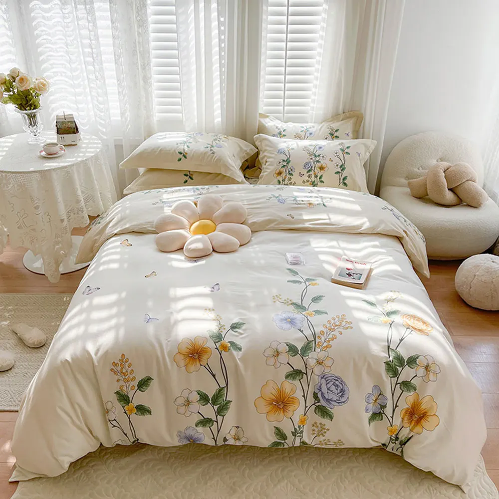 Papa&Mima Pastoral Flowers Butterfly Satin Egyptian Cotton Bedding Set Linens King Queen Europe Double Size Duvet Cover Set
Papa&Mima Pastoral Flowers Butterfly Satin Egyptian Cotton Bedding Set Linens King Queen Europe Double Size Duvet Cover Set