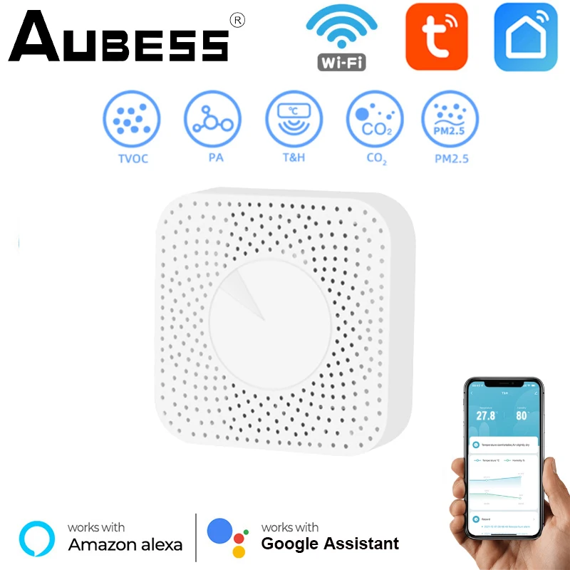 Датчик температуры и влажности воздуха Tuya PM2.5 с Wi-Fi и датчиком качества воздуха
Датчик температуры и влажности воздуха Tuya PM2.5 с Wi-Fi и датчиком качества воздуха