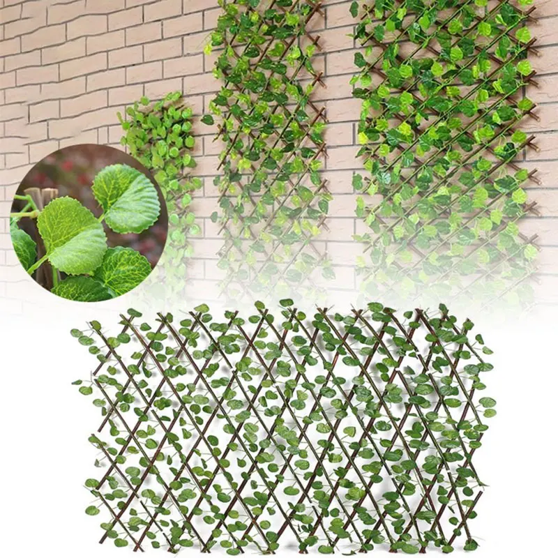 Retractable Fence with Artificial Leaf Garden Trellis Fence Faux Ivy Privacy Fence Wood Vines Climbing Frame Gardening Plant Dec 
Retractable Fence with Artificial Leaf Garden Trellis Fence Faux Ivy Privacy Fence Wood Vines Climbing Frame Gardening Plant Dec